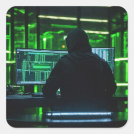 Pegatina Cuadrada Anonymous Hacker