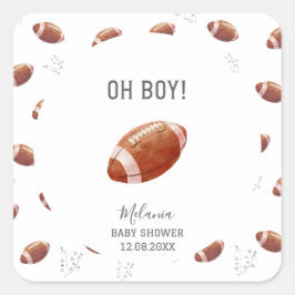 Pegatina Cuadrada Anotaciones acuarela fútbol americano baby show