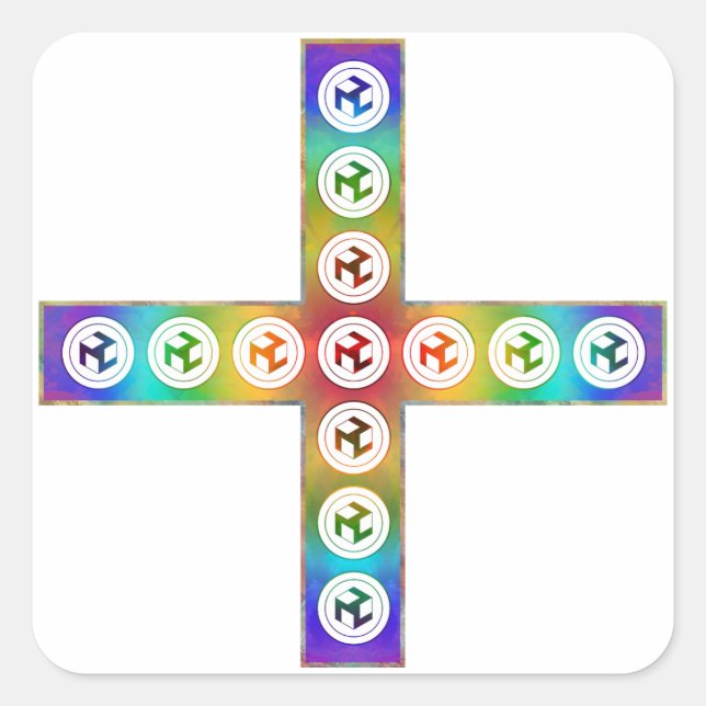 Pegatina Cuadrada Antahkarana Cross - Male Antahkarana (Anverso)