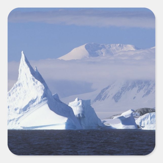 Pegatina Cuadrada Antártida, Isla Boothe, Sol de tarde (Anverso)