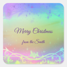 Pegatina Cuadrada Antecedentes de Navidades morados florecientes