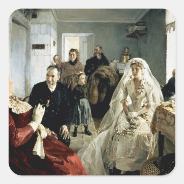 Pegatina Cuadrada Antes del Boda, años 1880 (Anverso)