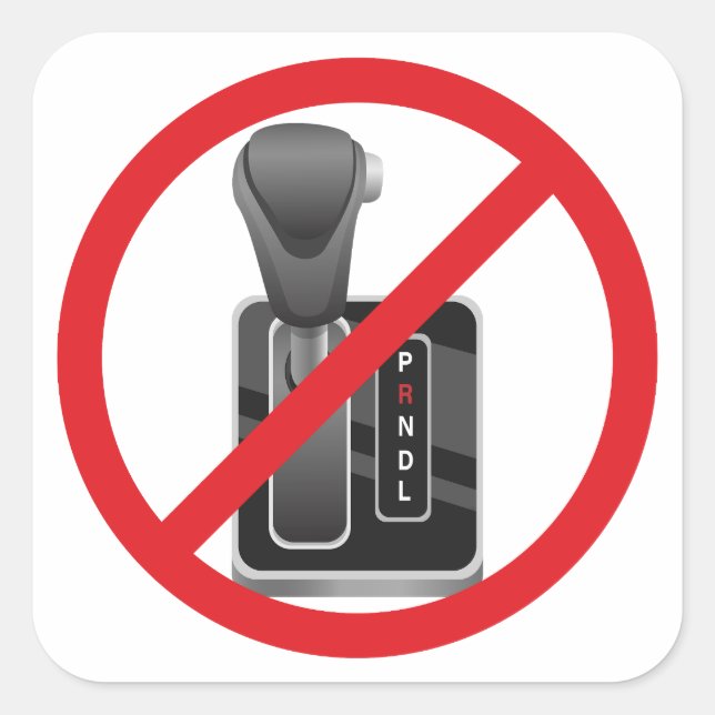 Pegatina Cuadrada Anti-Automático - Caja de cambios manual de teclad (Anverso)