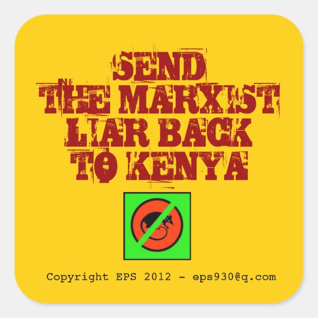 Pegatina Cuadrada Anti-Obama (Anverso)