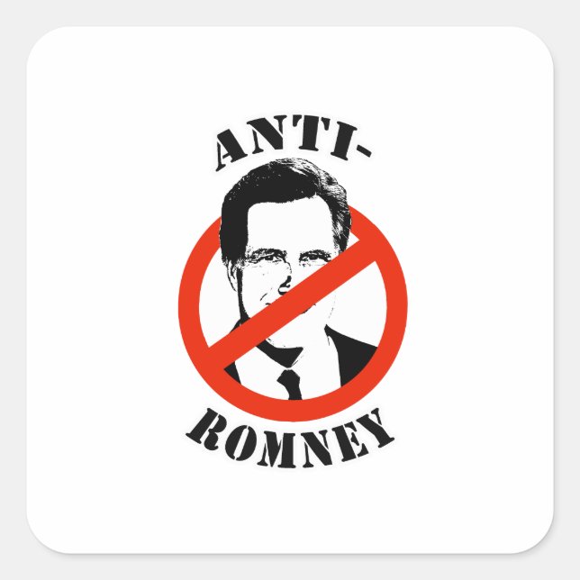 PEGATINA CUADRADA ANTI-ROMNEY - (Anverso)
