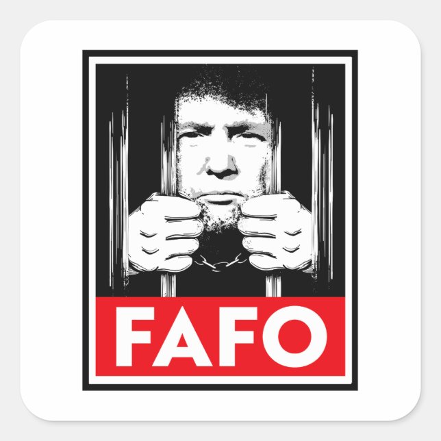 Pegatina Cuadrada Anti-Trump FAFO (Anverso)
