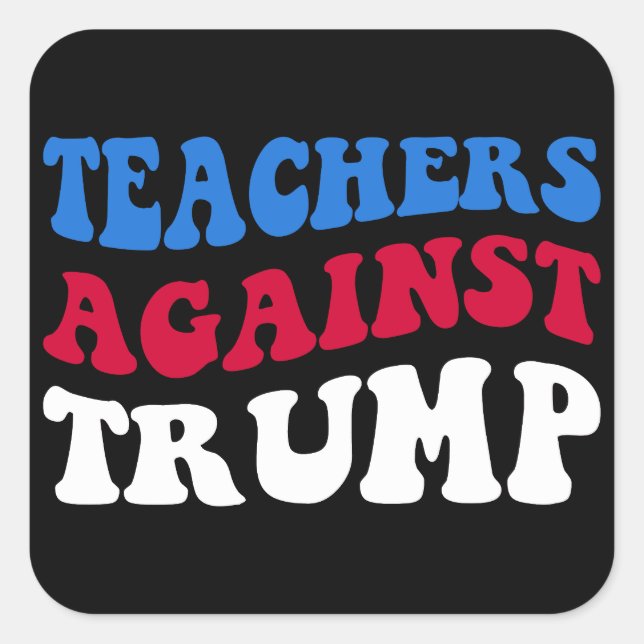 Pegatina Cuadrada Anti Trump - Maestros contra Trump II (Anverso)