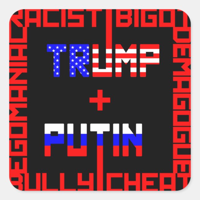 Pegatina Cuadrada Anti Trump+Putin (Anverso)