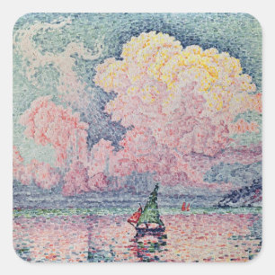 Pegatina Cuadrada Antibes, la nube rosa, 1916