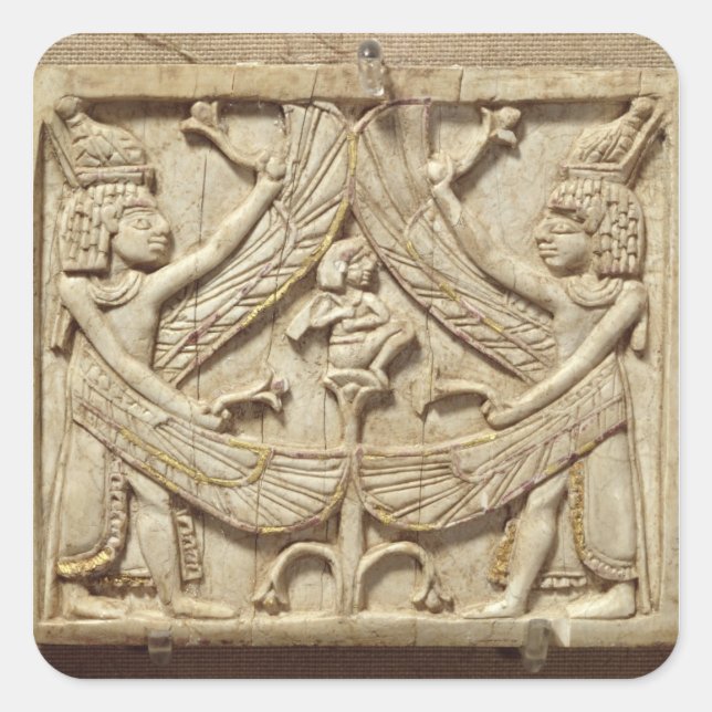 Pegatina Cuadrada Antígeno alado, Periodo Asirio, c.750 a.C. (marfil (Anverso)