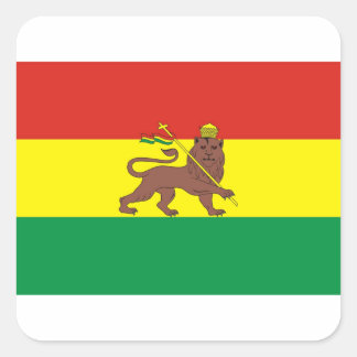 Pegatina Cuadrada Antigua bandera etíope con león de Judá