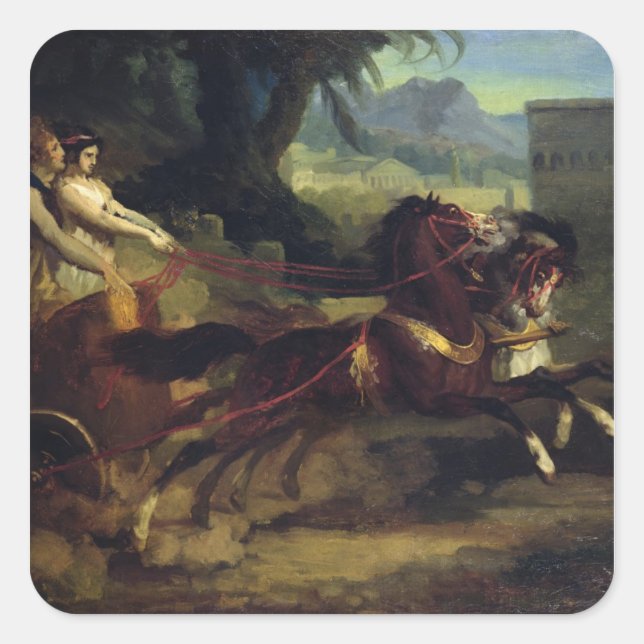 Pegatina Cuadrada Antigua Carrera de Carnaval (Anverso)