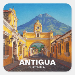 Pegatina Cuadrada Antigua Guatemala Viajes