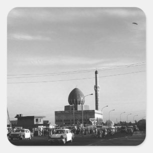 Pegatina Cuadrada Antigua Iraq Bagdad Mezquita Buniya