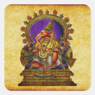Pegatina Cuadrada Antigüedad de Ganesha Deva