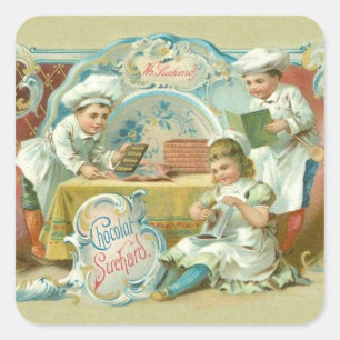 Pegatina Cuadrada Antigüedad de los chocolates