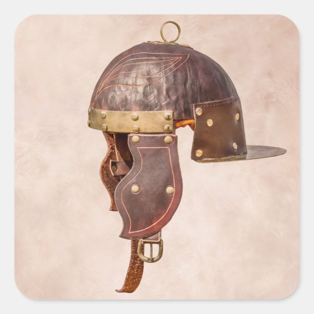 Pegatina Cuadrada Antiguo casco militar romano (Anverso)
