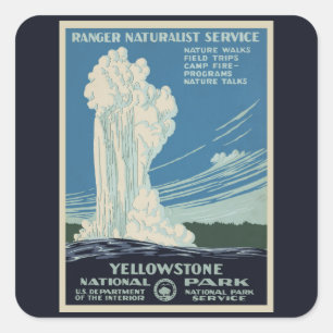 Pegatina Cuadrada Antiguo creyente en el Parque Nacional Yellowstone