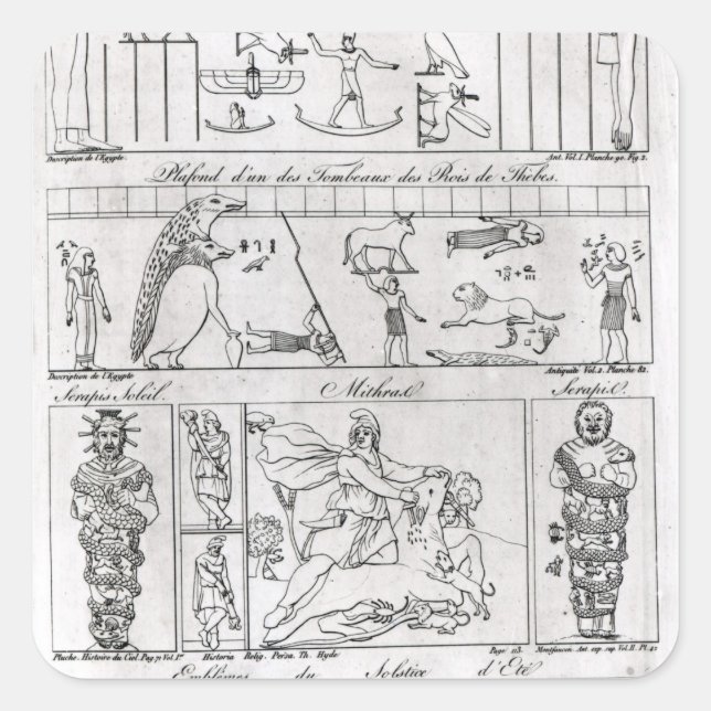 Pegatina Cuadrada Antiguo egipcio y persa (Anverso)