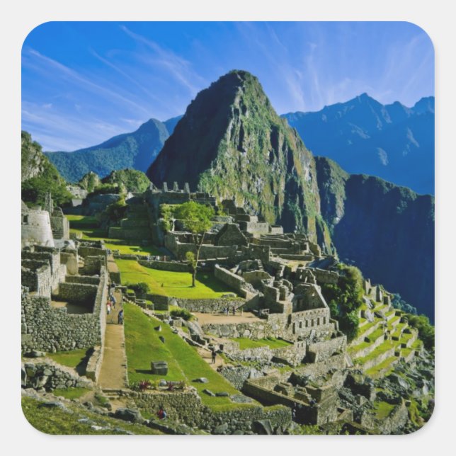 Pegatina Cuadrada Antiguo Machu Picchu, último refugio del 2 (Anverso)