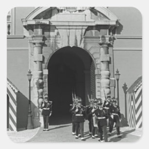 Pegatina Cuadrada Antiguo Mónaco Principado Palacio Príncipe 1970