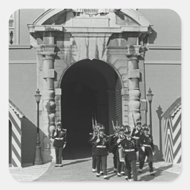 Pegatina Cuadrada Antiguo Mónaco Principado Palacio Príncipe 1970 (Anverso)