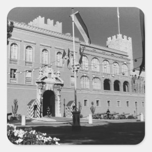 Pegatina Cuadrada Antiguo Mónaco Principado Palacio Príncipe 1970