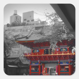 Pegatina Cuadrada Antiguo templo japonés