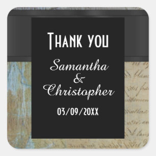 Pegatina Cuadrada Antiguo viejo viejo angustiado gracias