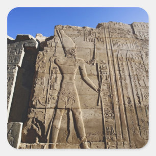 Pegatina Cuadrada Antiguos jeroglíficos en la pared, Templo de Karn