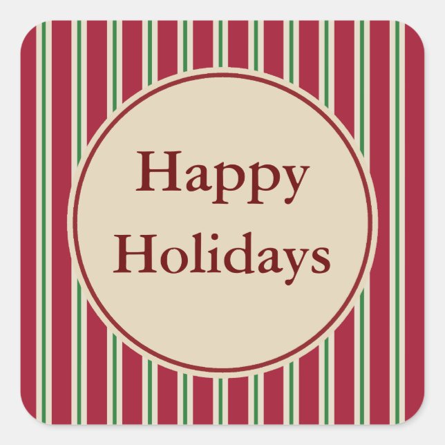 Pegatina Cuadrada Antiguos Pegatinas de vacaciones a rayas de moda (Anverso)