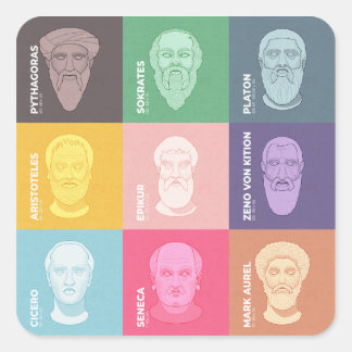 Pegatina Cuadrada Antike Philosophen