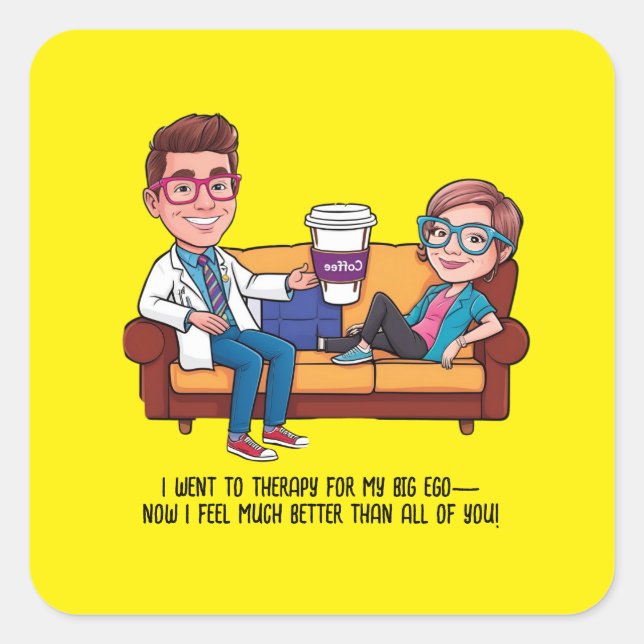 Pegatina Cuadrada ANTISTRESS psychiatrist THERAPIST MENTAL HEALTH (Anverso)