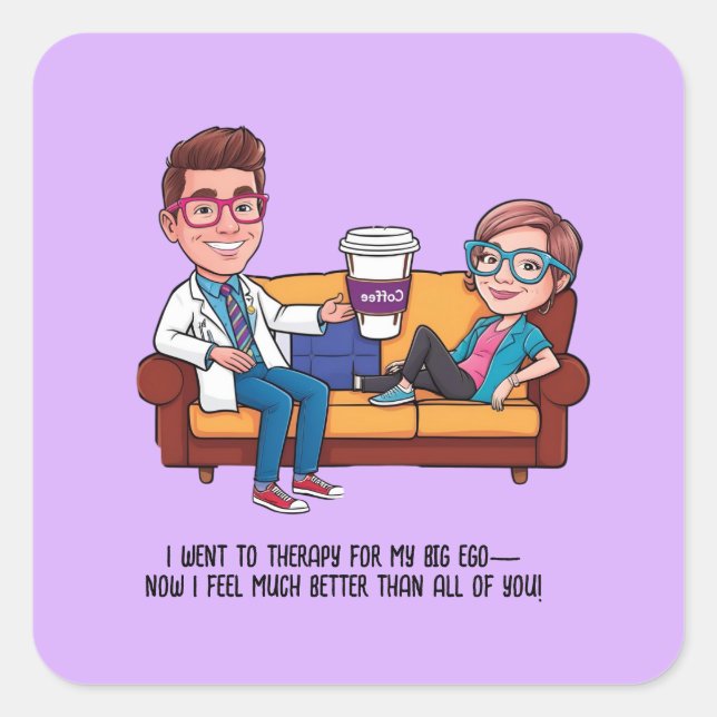 Pegatina Cuadrada ANTISTRESS psychiatrist THERAPIST MENTAL HEALTH (Anverso)