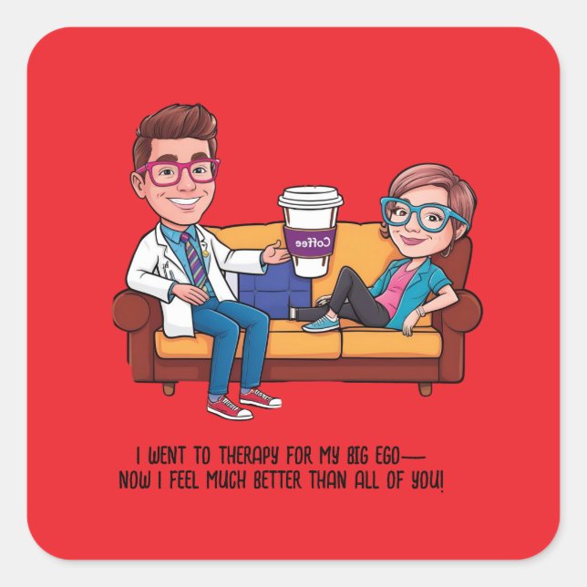 Pegatina Cuadrada ANTISTRESS psychiatrist THERAPIST MENTAL HEALTH (Anverso)