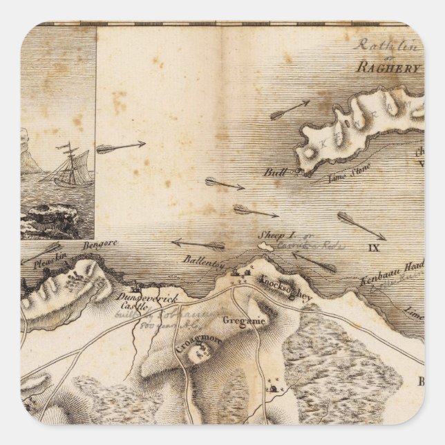 Pegatina Cuadrada Antrim, Raghery (Anverso)