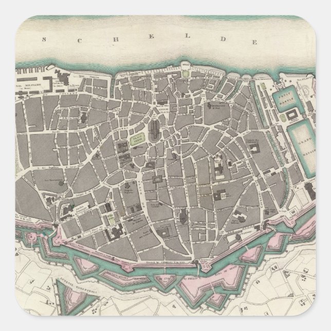 Pegatina Cuadrada Antwerp Antwerpen Anvers (Anverso)