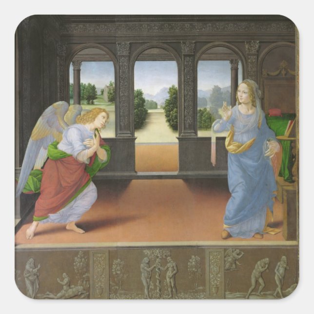 Pegatina Cuadrada Anunciación (Anverso)