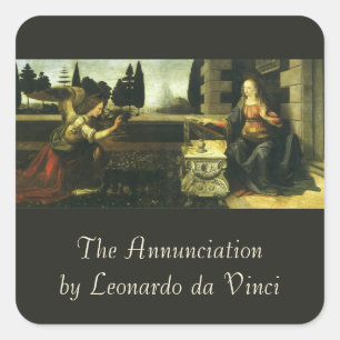 Pegatina Cuadrada Anunciación del Señor de Leonardo da Vinci