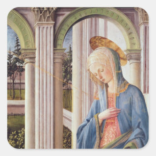 Pegatina Cuadrada Anunciación, detalle de la Virgen María