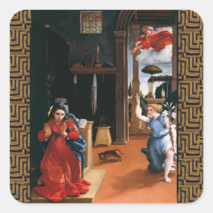 Pegatina Cuadrada ANUNCIACIÓN RECANATI por Lorenzo Lotto