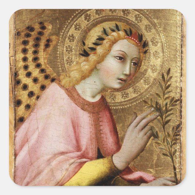 Pegatina Cuadrada ANUNCIO ANGEL por Simone Martini (Anverso)