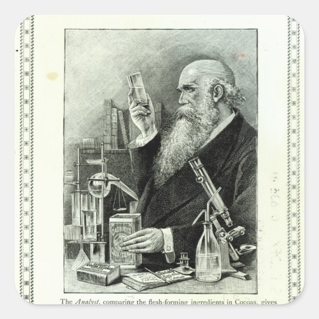 Pegatina Cuadrada Anuncio de "Cadbury's Cocoa" (Anverso)