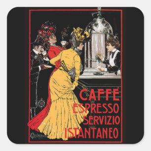 Pegatina Cuadrada Anuncio de café espresso italiano de época