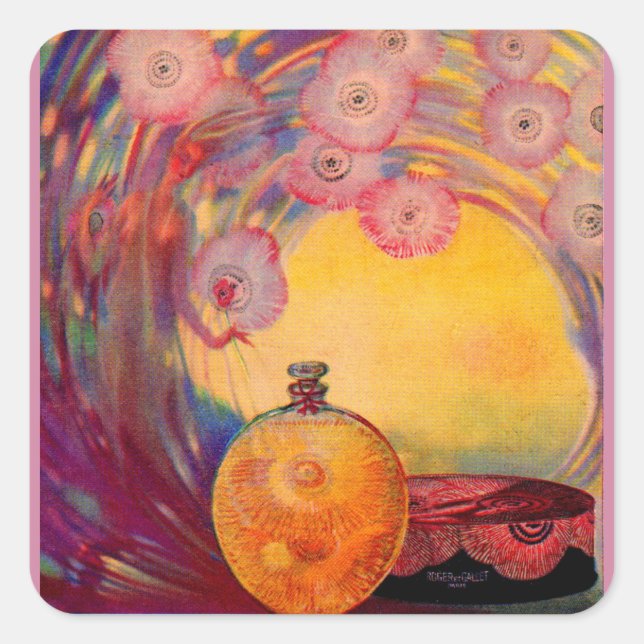 Pegatina Cuadrada Anuncio de perfume Roger & Gallet de 1927 (Anverso)