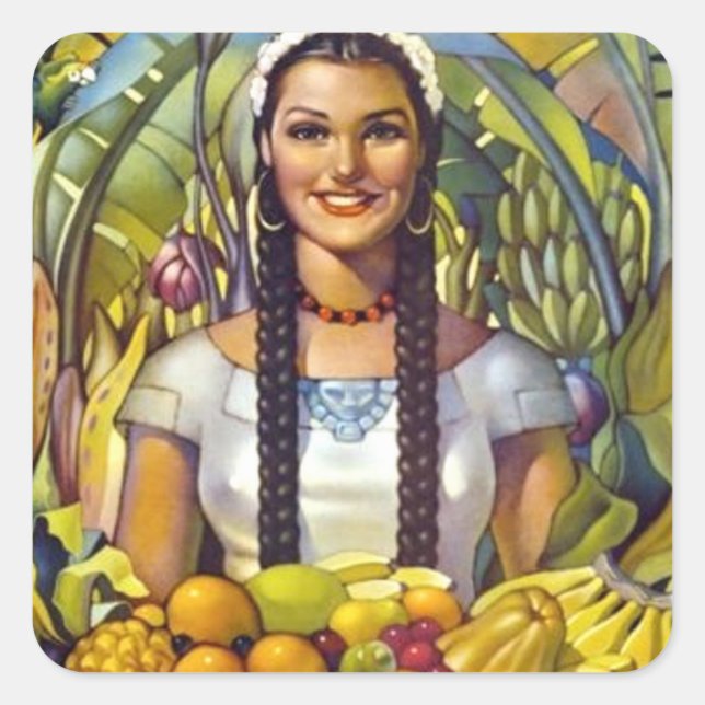 Pegatina Cuadrada Anuncio de turismo de viajes en México (Anverso)