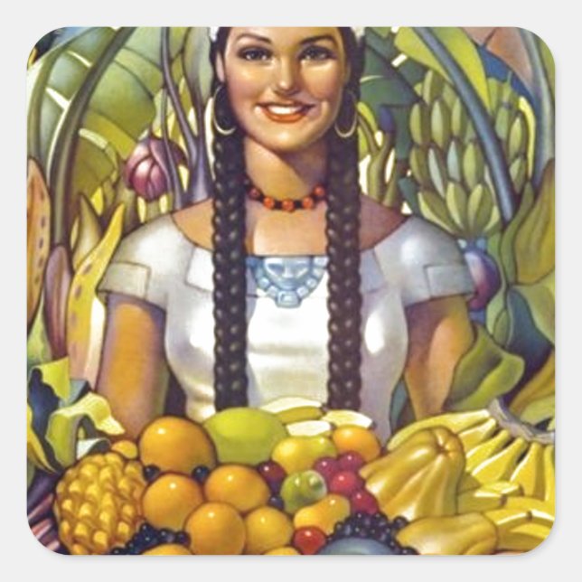 Pegatina Cuadrada Anuncio de turismo de viajes en México (Anverso)