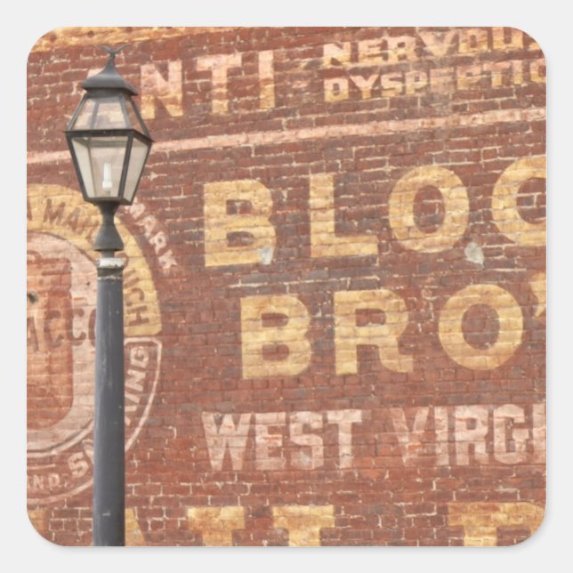 Pegatina Cuadrada Anuncios a un lado de la construcción (Anverso)