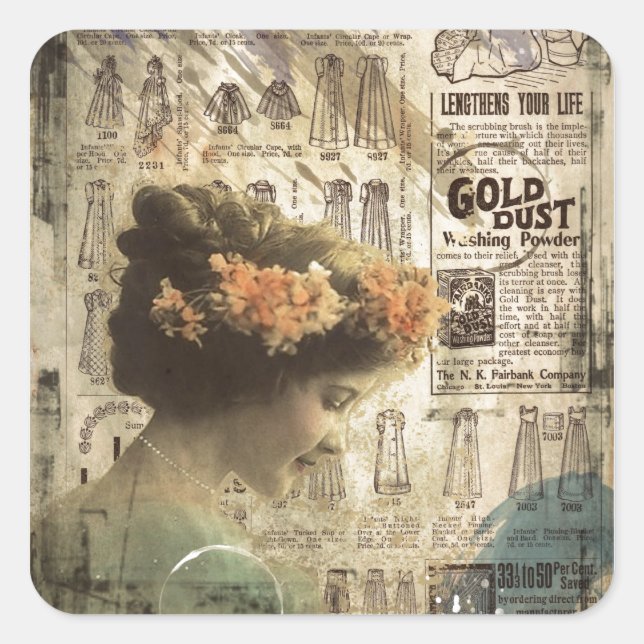 Pegatina Cuadrada Anuncios de moda para mujeres ventilares de arte v (Anverso)