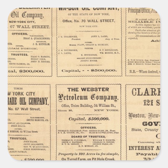 Pegatina Cuadrada Anuncios de petróleo (Anverso)